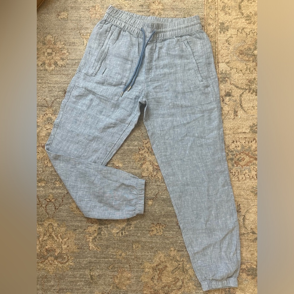 Athleta Retreat 100% Linen Joggers in Light Blue